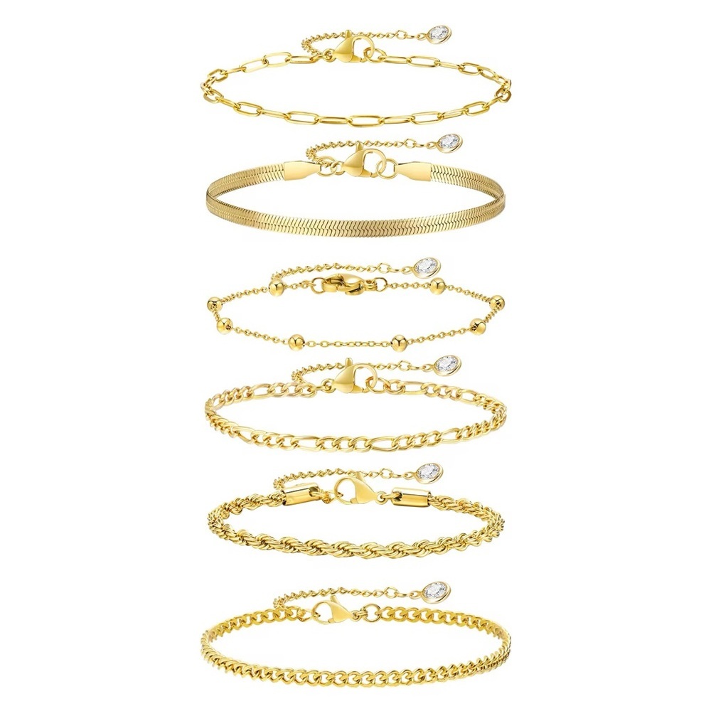 6 Pcs / Set - 18K Gold Plated Bracelet Set